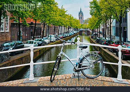 
                Fahrrad, Kanal, Niederlande, Delft                   