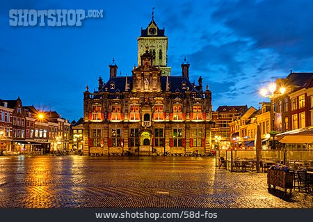
                Rathaus, Marktplatz, Grote Markt, Delft                   