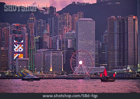 
                Hongkong, Hochhaus, Downtown, Victoria Harbour                   