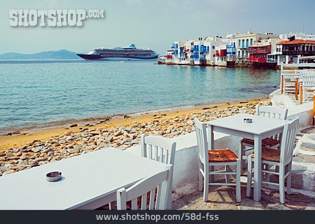 
                Strand, Mykonos, Chora, Straßencafe                   