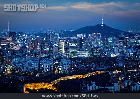 
                Skyline, Stadtmauer, Downtown, Seoul                   