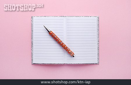 
                Stift, Aufgeklappt, Notizbuch                   