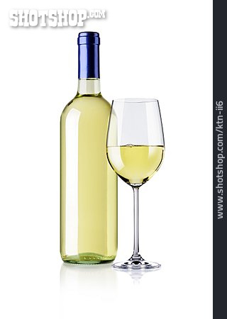 
                Weinglas, Weinflasche, Weißwein                   