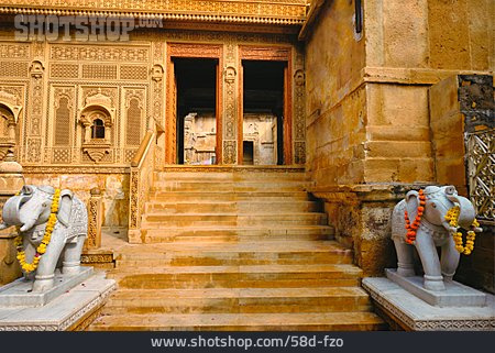 
                Treppe, Eingang, Festung, Jaisalmer, Laxminath Tempel                   