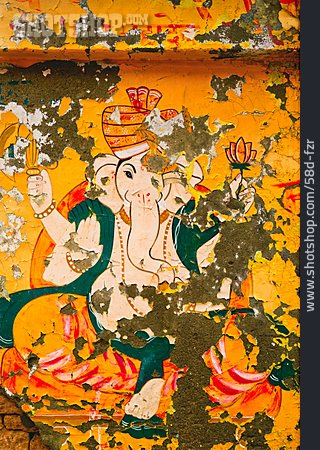 
                Wandmalerei, Hinduismus, Ganesha                   