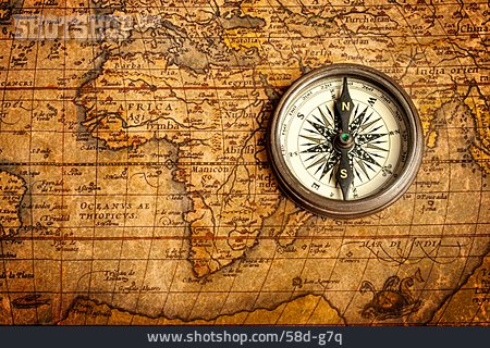 
                Kompass, Weltkarte, Entdeckungsreise                   