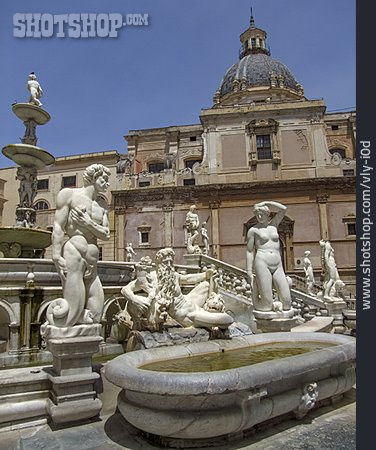 
                Brunnen, Palermo, Brunnenfigur, Fontana Pretoria                   