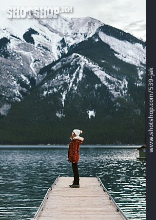 
                Urlaub, Aussicht, Banff-nationalpark, Lake Minnewanka                   