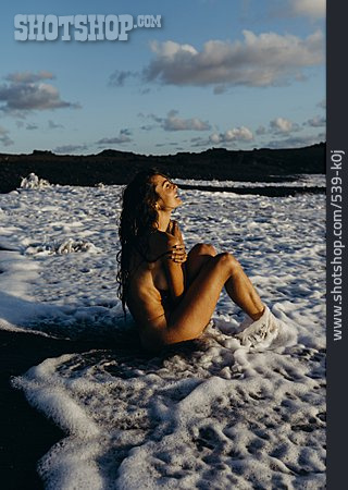 
                Young Woman, Sea, Nude, Bathing                   