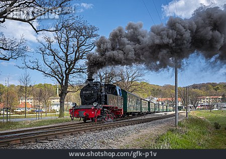 
                Dampflokomotive, Rasender Roland, Rügensche Bäderbahn                   