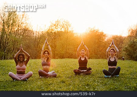 
                Sonnenuntergang, Yoga, Asana, Yogagruppe                   