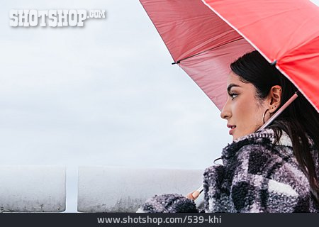 
                Junge Frau, Wetter, Regenschirm                   