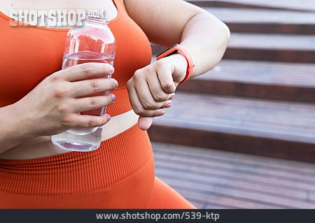 
                Sommer, Wasserflasche, Herzschlag, Smartwatch                   