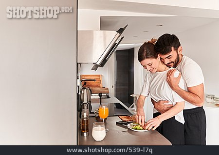 
                Paar, Glücklich, Liebe, Zubereitung, Frühstück, Gemeinsam                   