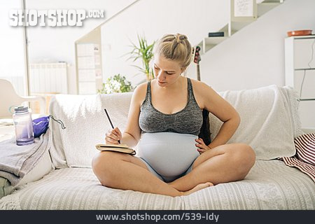 
                Notieren, Notizbuch, Schwangere                   