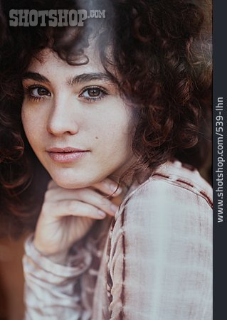 
                Young Woman, Portrait, Curly Hair                   