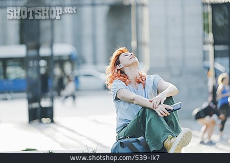 
                Young Woman, Freedom, Carefree, Urban, Turn Off, Listening Music                   
