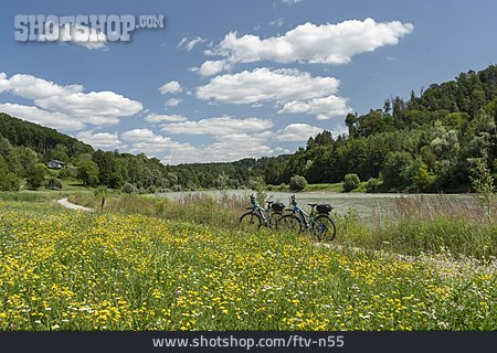 
                Flussufer, Radtour, Fahrradweg, Salzach                   