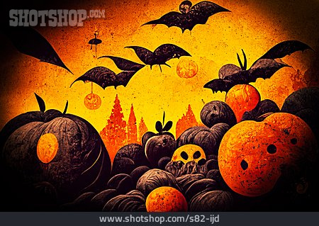 
                Kürbis, Halloween, Gruseln, Fledermaus                   