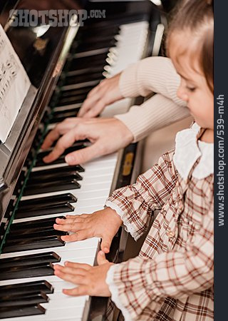 
                Kleinkind, Gemeinsam, Klavierspielen                   