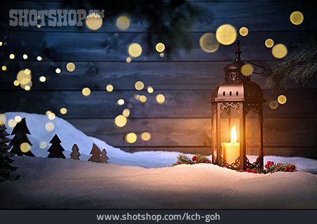 
                Weihnachten, Schnee, Laterne, Kerzenlicht                   