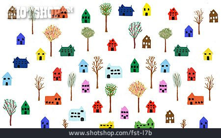 
                Bäume, Illustration, Häuser                   
