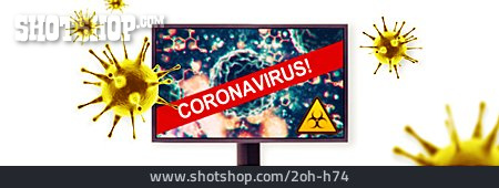 
                Warnung, Fernseher, Biogefährdung, Coronavirus                   