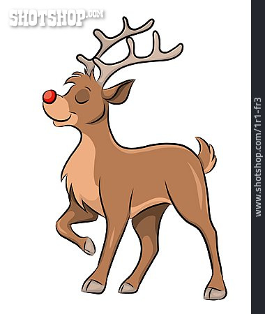 
                Rentier, Cartoon, Rudolph Mit Der Roten Nase                   