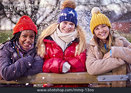
                Teenager, Winter, Portrait, Friends, Snowing                   