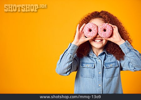 
                Mädchen, Augen, Spaß, Donut                   