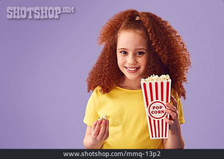 
                Mädchen, Rote Haare, Porträt, Popcorn                   