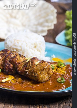 
                Fleischspieß, Indische Küche, Chicken Tikka Masala                   
