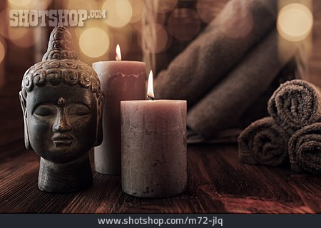 
                Handtuch, Meditation, Kerzen, Buddha                   