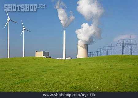 
                Kraftwerk, Strommast, Energieversorgung, Windrad                   