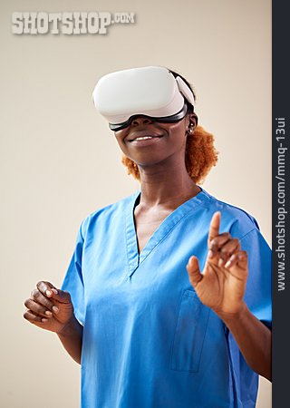 
                Virtuelle Realität, ärztin, Head-mounted Display                   