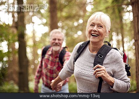 
                Active Seniors, Forest, Fun, Hiking, Older Couple                   