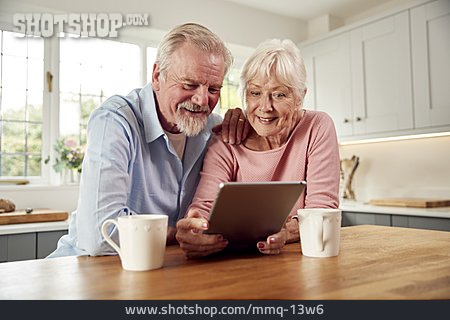 
                Home, Online, Older Couple, Tablet-pc                   