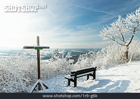 
                Winter, Sitzbank, Aussicht, Großer Hörselberg                   
