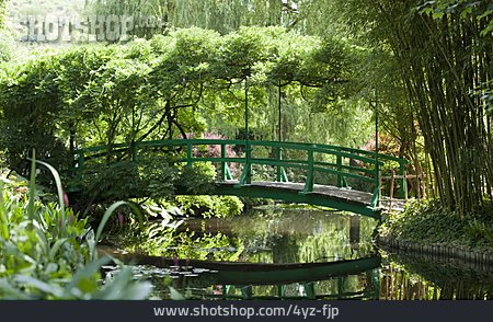 
                Park, Holzbrücke, Claude Monet                   