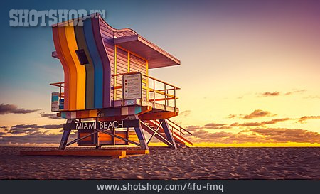 
                Strand, Rettungsturm, Miami Beach                   