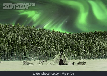 
                Zelten, Finnland, Polarlicht                   