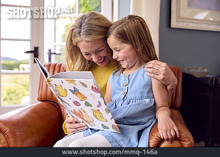 
                Mother, Laughing, Reading, Daughter, Together                   