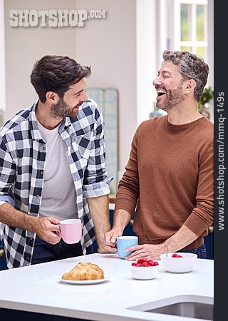 
                Paar, Lachen, Glücklich, Frühstück, Homosexuell, Lgbtq                   
