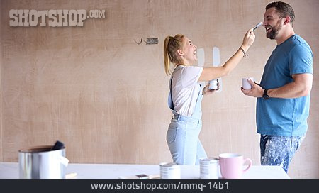 
                Couple, Laughing, Paint, Remodeling, New Home                   