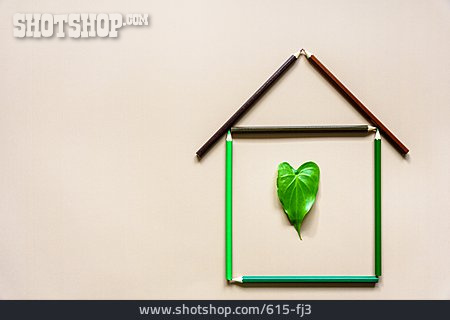 
                Haus, Buntstifte, Planen, Grüner Wohnen                   