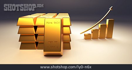 
                Gold, Aufwärts, Trend, Wert, Goldbarren, Goldpreis                   