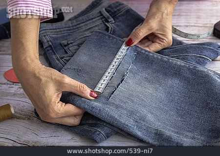
                Jeans, Abmessen, Hosenbein, änderungsschneider                   