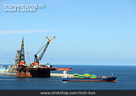 
                Hafen, Containerschiff, Schiffskran                   