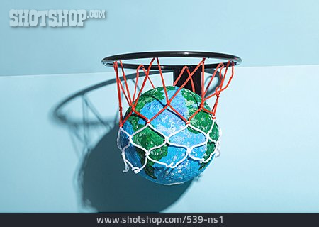 
                Basketball, Erdkugel, Basketballnetz                   