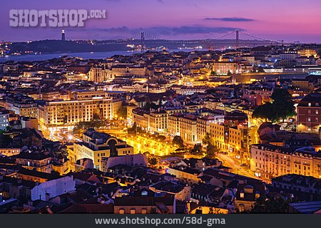 
                Beleuchtet, Abendstimmung, Lissabon                   